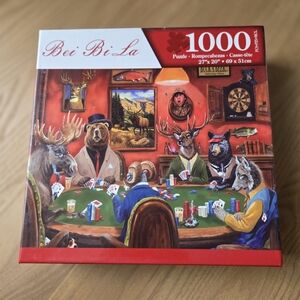 1000 Piece Jigsaw Puzzle Animals Playing Poker